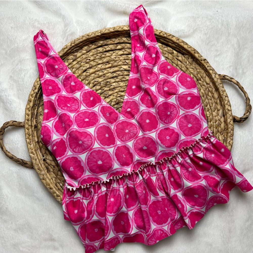 Kortni Jean Pink Grapefruit Peplum Top Size Small